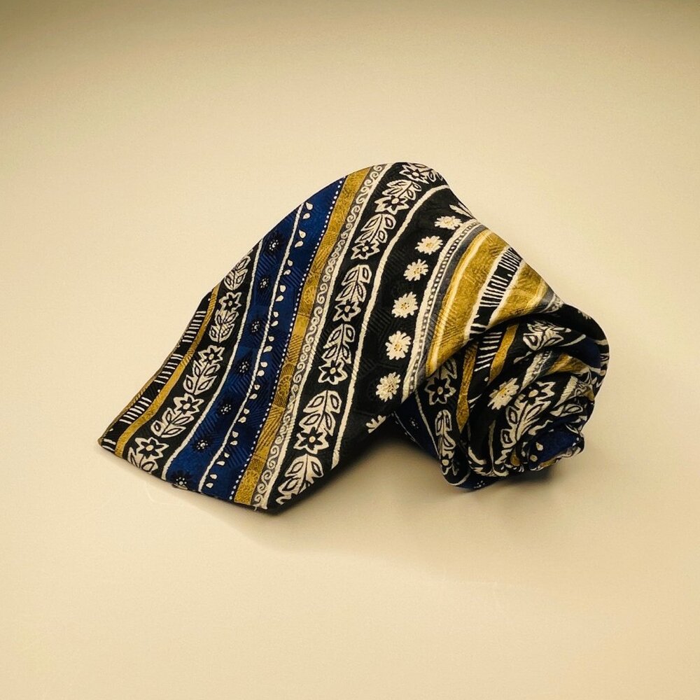 ✨ 2 for 20 ✨ Handsome Striped Gold and Blue Silk Necktie